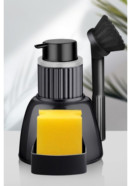 Şeffaf Akrilik Mutfak Seti, Sıvı Sabunluk ve Fırça, Şık ve Modern Tasarım