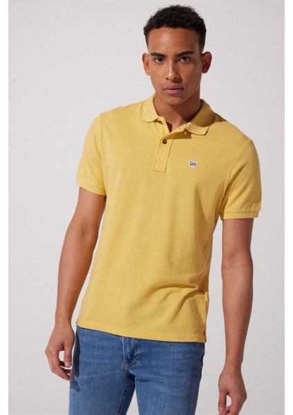 Regular Fit Normal Kesim Polo Yaka İndigo Tişört