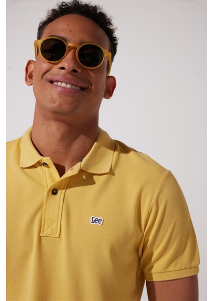 Regular Fit Normal Kesim Polo Yaka İndigo Tişört