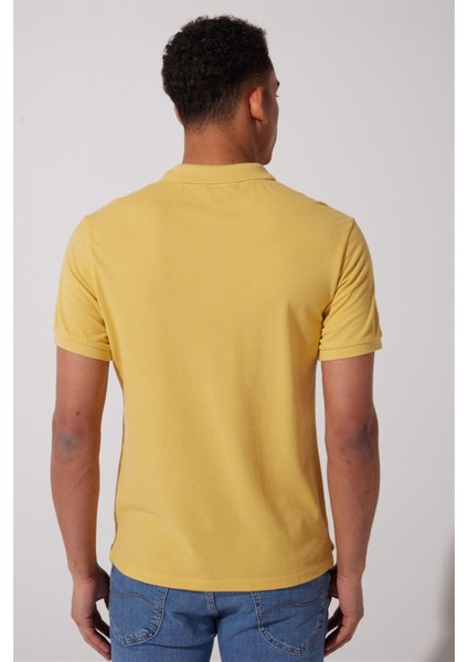 Regular Fit Normal Kesim Polo Yaka İndigo Tişört