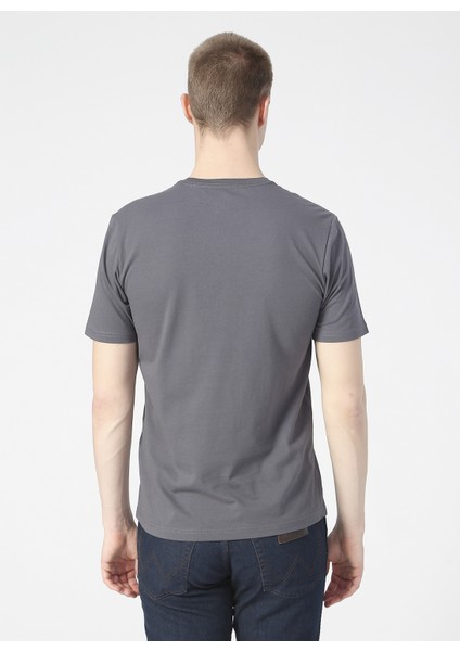 Logo Erkek Gri Bisiklet Yaka Tişört modelleri