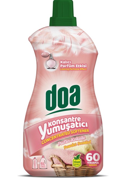 Konsantre Çamaşır Yumuşatıcı Pudra Kokulu 60 Yıkama 1500 ml x 2 Adet fiyatları