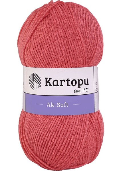 5 Adet Kartopu Aksoft Örgü İpi K260 Mercan
