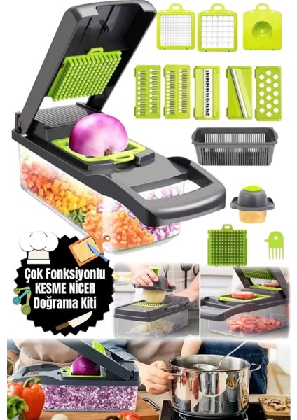 16 Fonksiyonlu Sebze ve Meyve Doğrayıcı, Dilimleyici, Rende, Çok Amaçlı Mutfak Aleti fırsatları