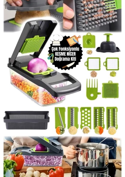 16 Fonksiyonlu Sebze ve Meyve Doğrayıcı, Dilimleyici, Rende, Çok Amaçlı Mutfak Aleti indirimleri