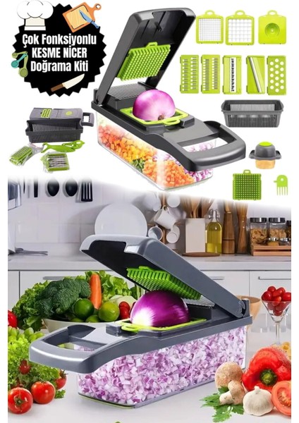 16 Fonksiyonlu Sebze ve Meyve Doğrayıcı, Dilimleyici, Rende, Çok Amaçlı Mutfak Aleti