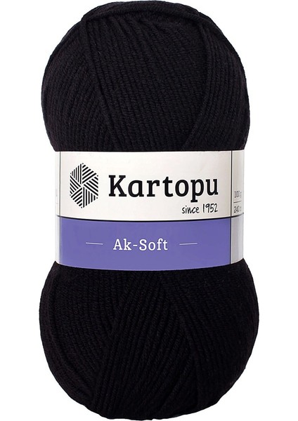 5 Adet Kartopu Aksoft Örgü İpi K940 Siyah