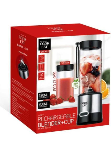 Şarjlı 450 ml Paslanmaz Blender, Siyah Renkli, Kullanım Kolaylığı Sunar.