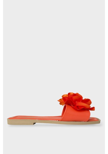 Kadın Gül Çicekli Hediyelik Bohçalık Çeyizlik Terlik TURUNCU