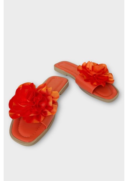 Kadın Gül Çicekli Hediyelik Bohçalık Çeyizlik Terlik TURUNCU fırsatları