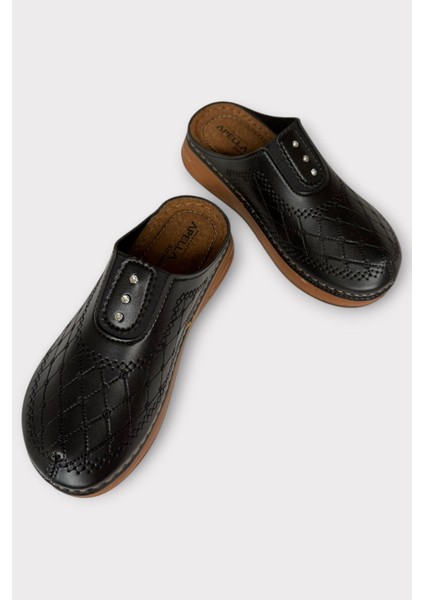 Önü Kapalı Kışlık Ortopedik Günlük Kadın Terlik Siyah - Gümüş fırsatları