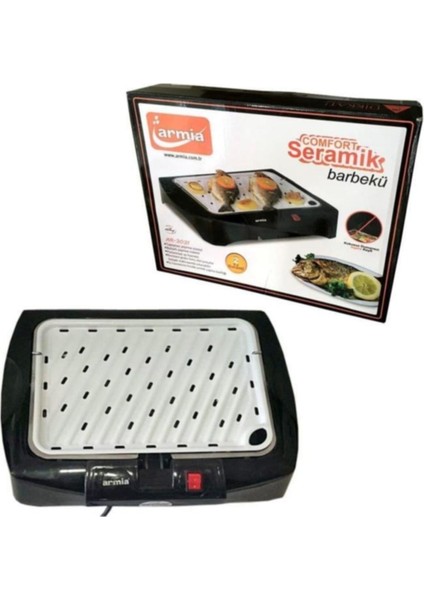 Siyah Elektrikli Seramik Izgara Seti, Kokusuz ve Dumansız Grill Ocak, AR-3031
