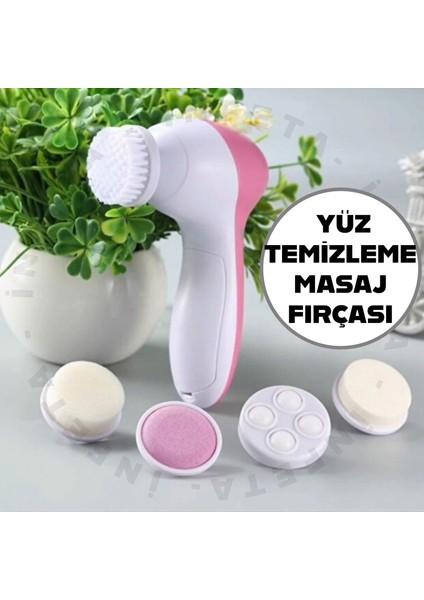 5 Başlı Yüz Temizleme Masaj Aleti Yüz Yıkama Fırçası Pilli Yüz Temizleyici