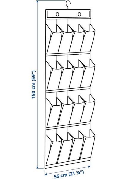Ayakkabı Düzenleyici, Koyu Gri, 16 Cepli modelleri