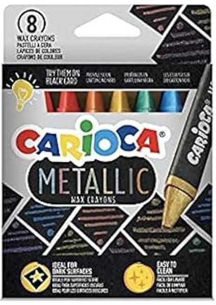 8 Renk Metalik Wax Maxi Pastel Yıkanabilir, Parlak ve Canlı Renkler