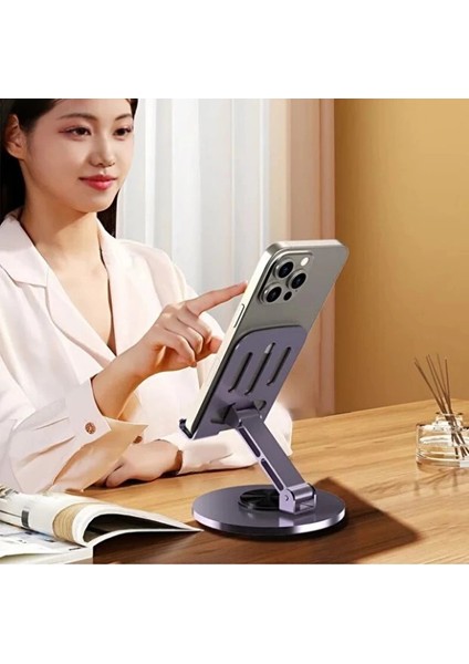 Mor 360° Dönebilir Kompakt Masaüstü Metal Telefon Tutucu fiyatları