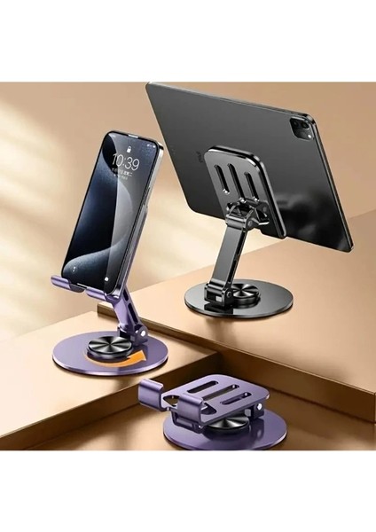 Mor 360° Dönebilir Kompakt Masaüstü Metal Telefon Tutucu modelleri