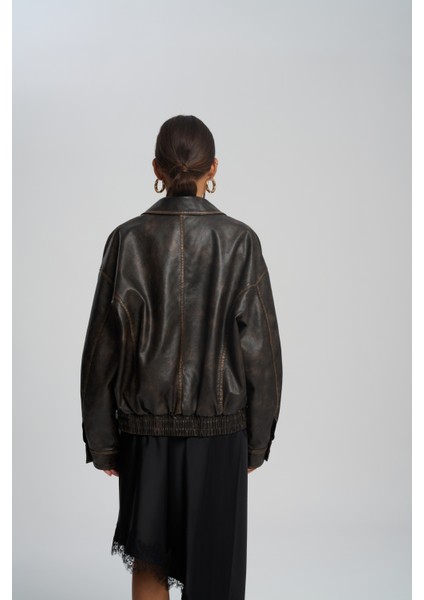 Roane Kahve Lastikli Suni Deri Ceket indirimleri