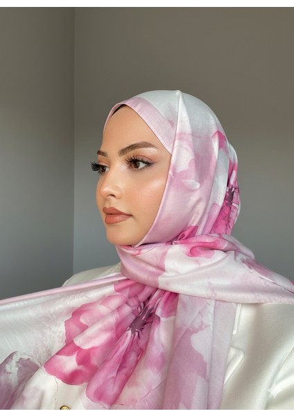 Gül Desen Pamuk Şal Pudra Ps2