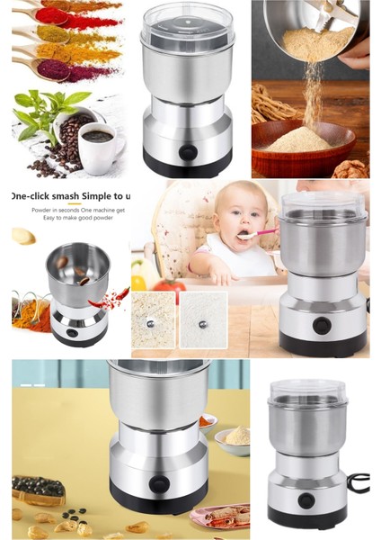 Sessiz 50G Mini Elektrikli Öğütücü, Çok Amaçlı ve Paslanmaz Çelik Siyah