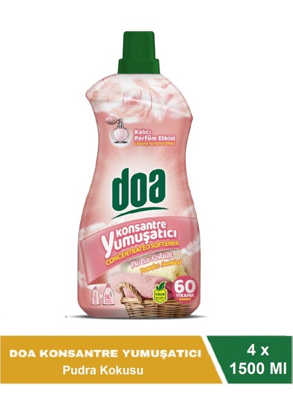 Konsantre Çamaşır Yumuşatıcı Pudra Kokulu 1500 ml x 4 Adet