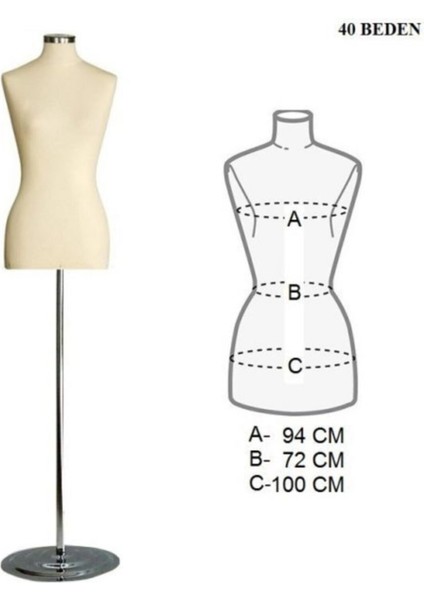 Bej Renkli 40 Beden Bayan Prova Terzi Mankeni, Iğne Batabilen Tasarım
