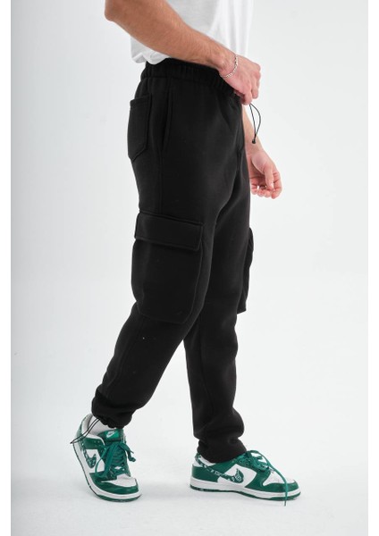 Erkek Kargocepli Jogger Eşofman Altı*rahatkesim*lastikli Paça*şık Günlük Spor Tarz Siyah**gri
