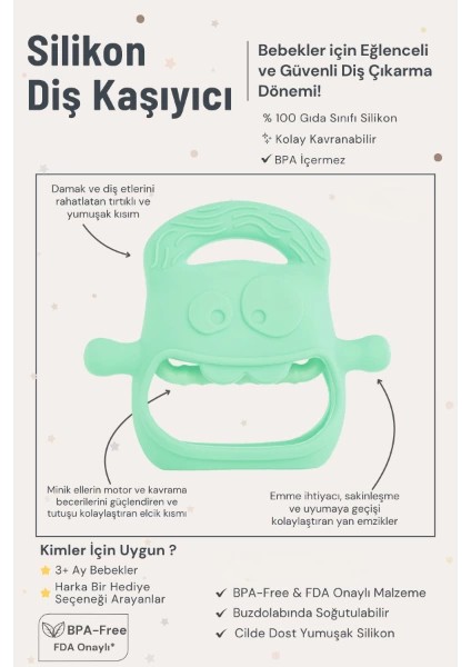 Açık Yeşil Bebek Silikon Diş Kaşıyıcı fırsatları