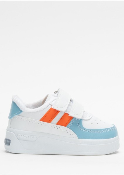 Işıklı Unisex Rahat Hafif Çocuk Spor Ayakkabı Turkuaz - Turuncu