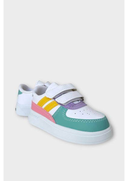 Işıklı Çocuk Spor Ayakkabı Unisex Rahat Hafif Suni Deri Beyaz Lila 2,5 cm Taban fiyatları