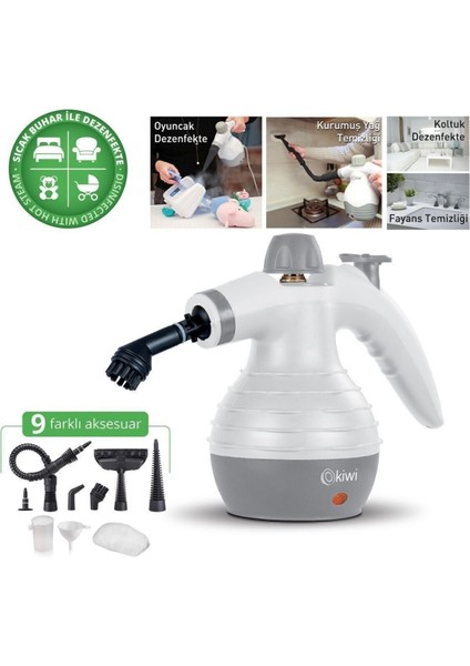 9 Aparatlı Çok Fonksiyonlu Buharlı Temizleyici ile Ev, Zemin, Döşeme ve Araba Temizliği