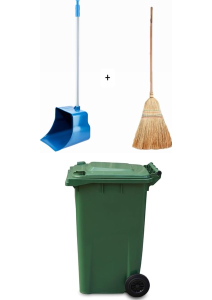 Yeşil 240 Litre Plastik Çöp Konteyneri, Isıya Dayanıklı, Çift Kapaklı, Hafif ve Dayanıklı