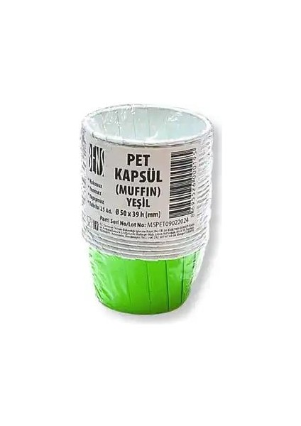 Kek Kağıdı Kapsül Pet Yeşil 25 Li