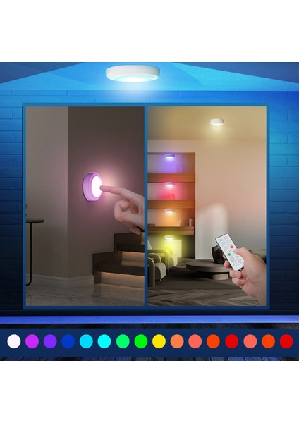 Iki Parçalı Renkli Işık Spot Seti, Uzaktan Kumandalı, Pilli, Çok Renkli Işıklandırma