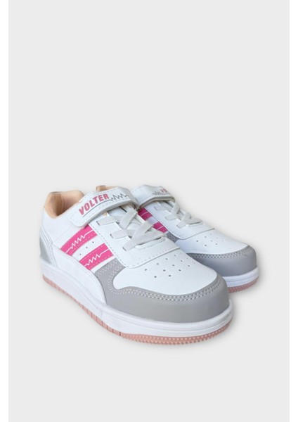 Çocuk Bağcıklı Cırtlı Çocuk Spor Ayakkabı Beyaz - Pembe modelleri