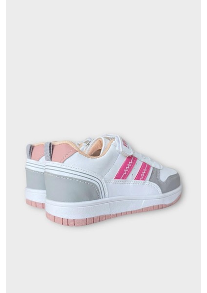 Çocuk Bağcıklı Cırtlı Çocuk Spor Ayakkabı Beyaz - Pembe indirimleri