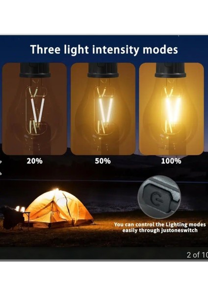 Şarjlı Kamp Işığı, 3 Aydınlatma Modu, Düşük Orta Yüksek, Taşınabilir ve Kullanışlı fırsatları