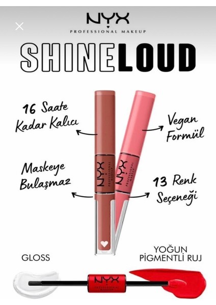 Nyx Professional Makeup Shine Loud High Shine Lip Color - World Shaper Dudak Parlatıcısı Gloss 15 fiyatları