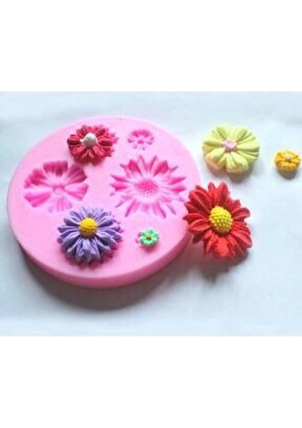 6 Mini Çiçek Silikon Kalıp Yüksek Hassasiyetli Pembe Renkli Dekoratif Obje