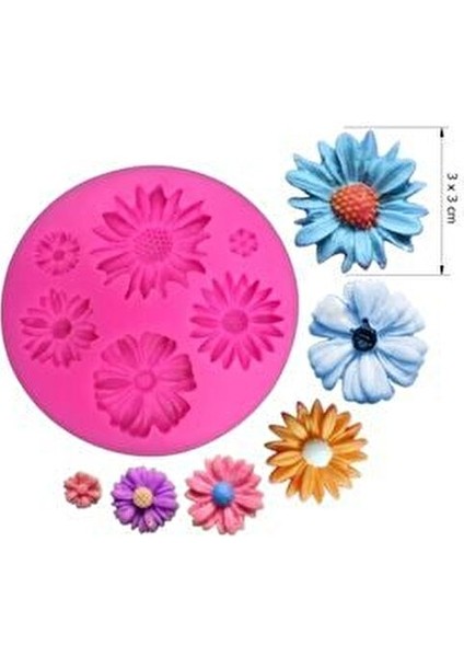 6 Mini Çiçek Silikon Kalıp Yüksek Hassasiyetli Pembe Renkli Dekoratif Obje fiyatları