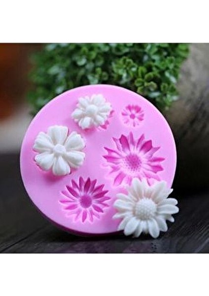 6 Mini Çiçek Silikon Kalıp Yüksek Hassasiyetli Pembe Renkli Dekoratif Obje indirimleri