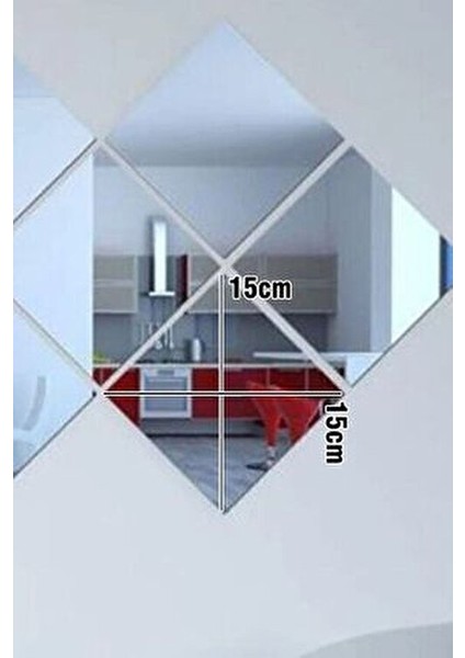 Dekoratif Kare Gümüş Pleksi 6 Adet Kendinden Yapışkanlı 15x15 cm Modern Tasarım fırsatları