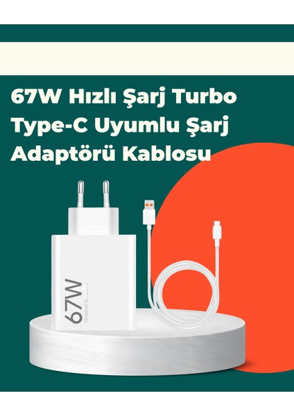 Güvenli ve Hızlı Şarj Için 67W Turbo Adaptör Type-C Kablo ile