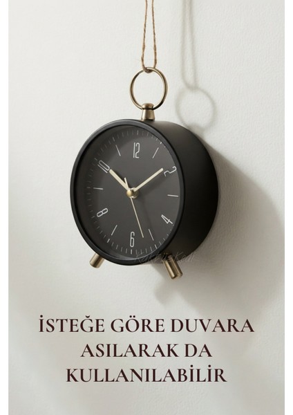 Noir Gold Metal Dekoratif Masa Saati - Kulplu Çalar Saat 7178501 modelleri