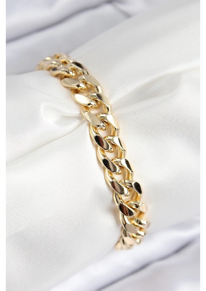 Vıp Pirinç Zirkon Taşlı Klasik Zincir Model Gold Renk Kadın Bileklik - TJ-BB7766