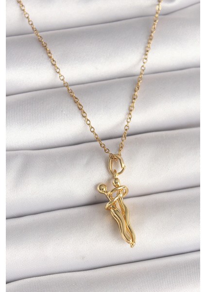 316L Çelik Gold Renk Zincir Sarılma Model Kadın Kolye - TJ-BKO9976