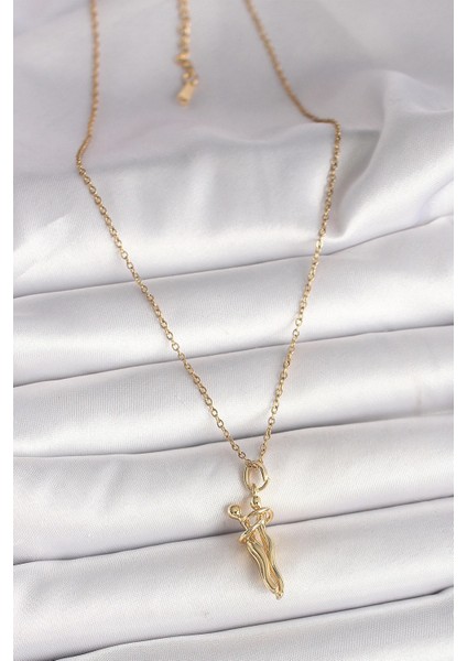 316L Çelik Gold Renk Zincir Sarılma Model Kadın Kolye - TJ-BKO9976 fiyatları