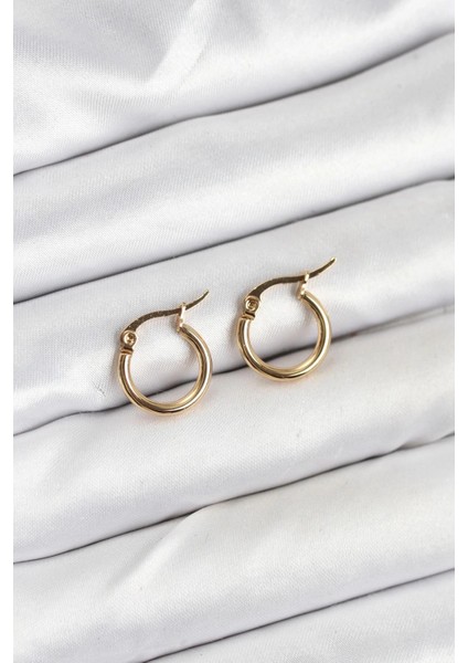 316L Çelik Gold Renk 12 mm Halka Kadın Küpe - TJ-BKP11224