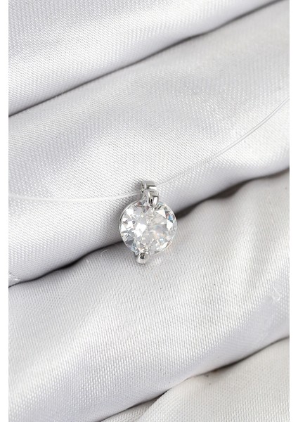 Misineli Zirkon Taşlı Model Gümüş Renk Hayalet Kolye - TJ-BKO10505