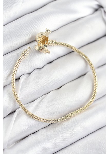 Pirinç Charm Zirkon Taşlı Taç Model Gold Renk Kadın Bileklik - TJ-BB7808 fiyatları